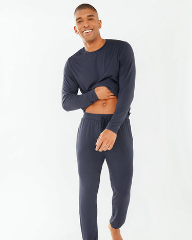 Men's Navy Modal Long Pyjama Set